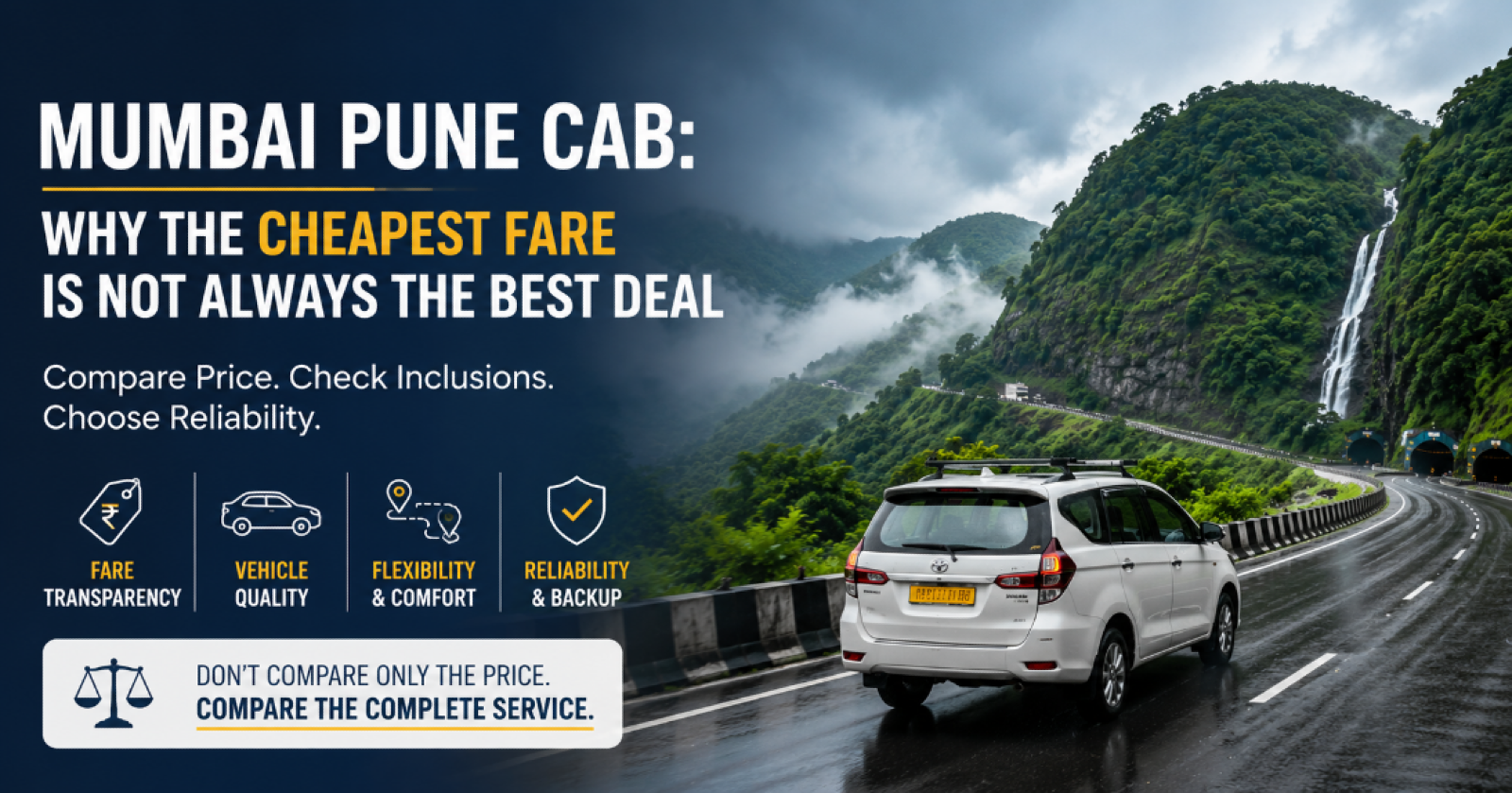 Mumbai Pune cab travelling through the Western Ghats during monsoon